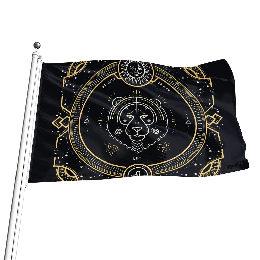 Vintage Leo Zodiac Sign Print Flag