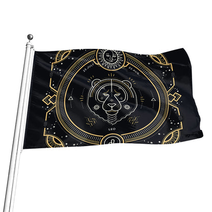Vintage Leo Zodiac Sign Print Flag