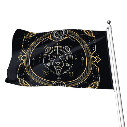 Vintage Leo Zodiac Sign Print Flag