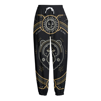 Vintage Leo Zodiac Sign Print Fleece Lined Knit Pants