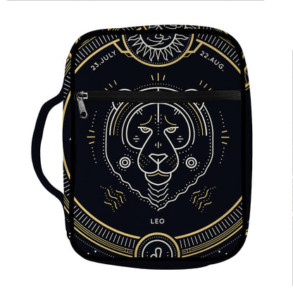 Vintage Leo Zodiac Sign Print Front Pocket Bible Bag