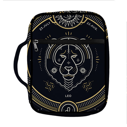 Vintage Leo Zodiac Sign Print Front Pocket Bible Bag