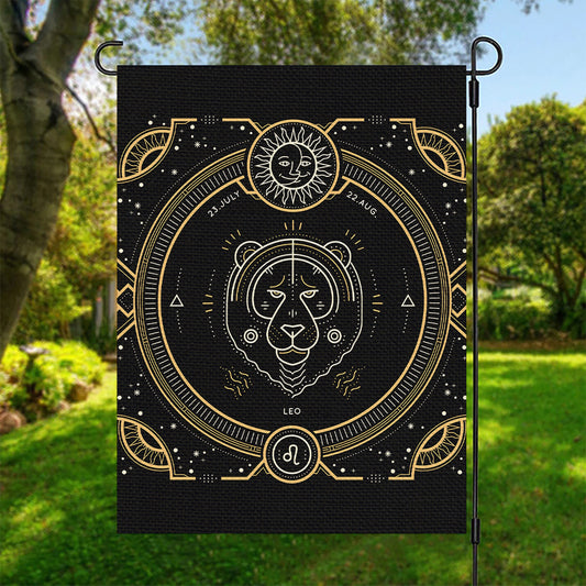 Vintage Leo Zodiac Sign Print Garden Flag
