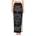 Vintage Leo Zodiac Sign Print High Slit Maxi Skirt
