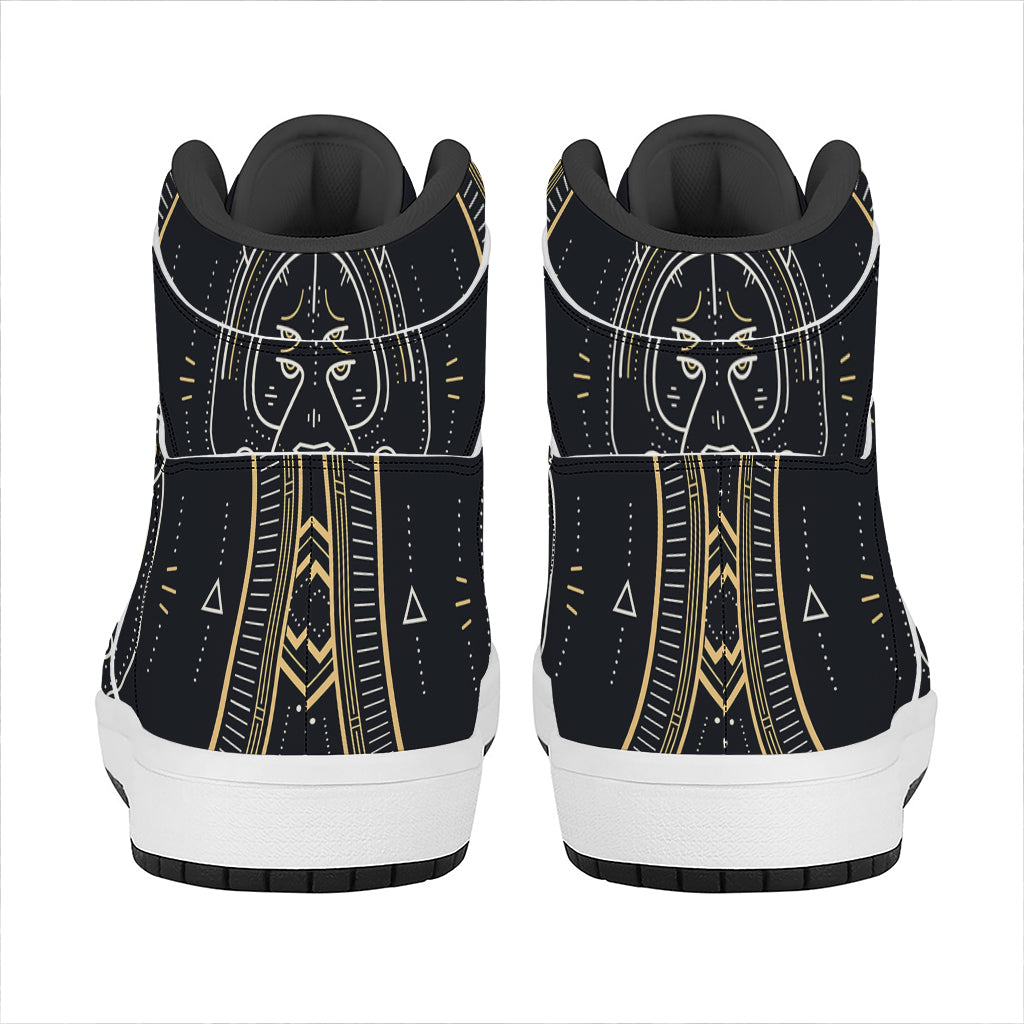 Vintage Leo Zodiac Sign Print High Top Leather Sneakers