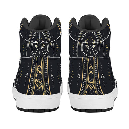 Vintage Leo Zodiac Sign Print High Top Leather Sneakers