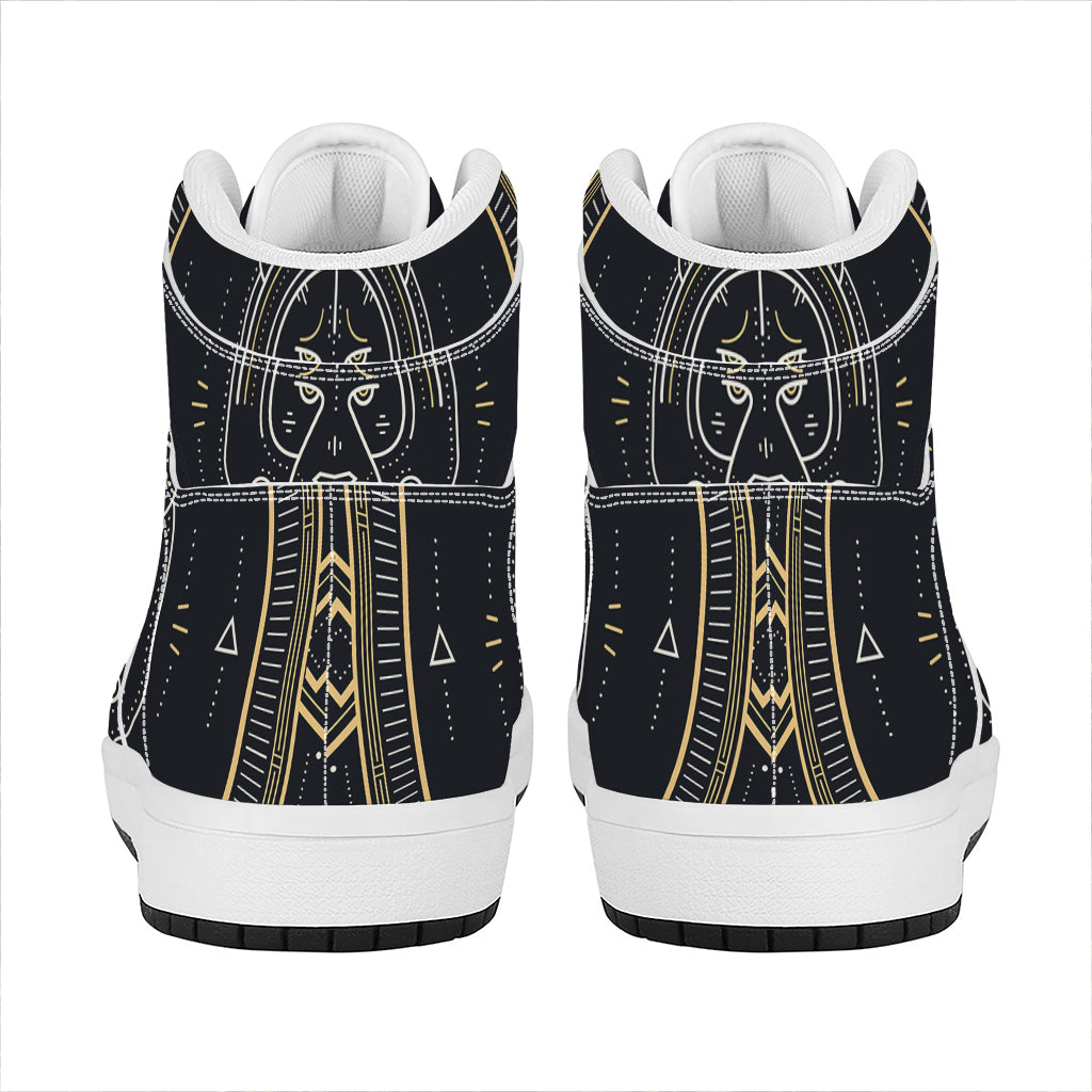 Vintage Leo Zodiac Sign Print High Top Leather Sneakers