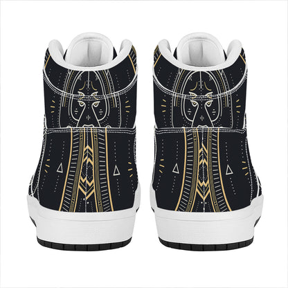 Vintage Leo Zodiac Sign Print High Top Leather Sneakers