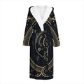 Vintage Leo Zodiac Sign Print Hooded Bathrobe