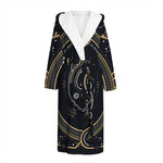 Vintage Leo Zodiac Sign Print Hooded Bathrobe