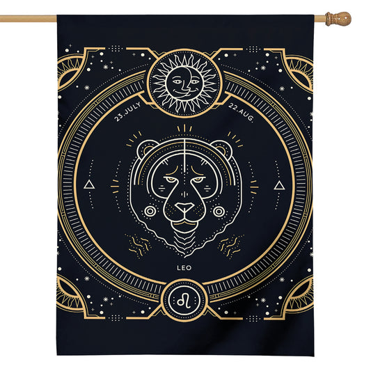 Vintage Leo Zodiac Sign Print House Flag
