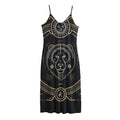 Vintage Leo Zodiac Sign Print Jersey Midi Cami Dress