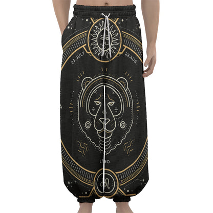 Vintage Leo Zodiac Sign Print Lantern Pants