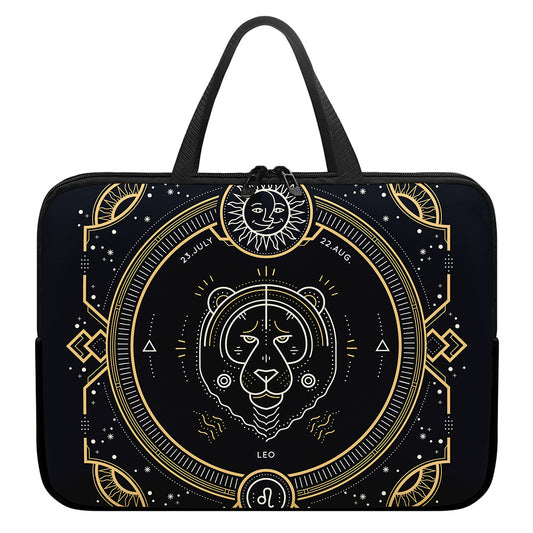 Vintage Leo Zodiac Sign Print Laptop Sleeve With Handle