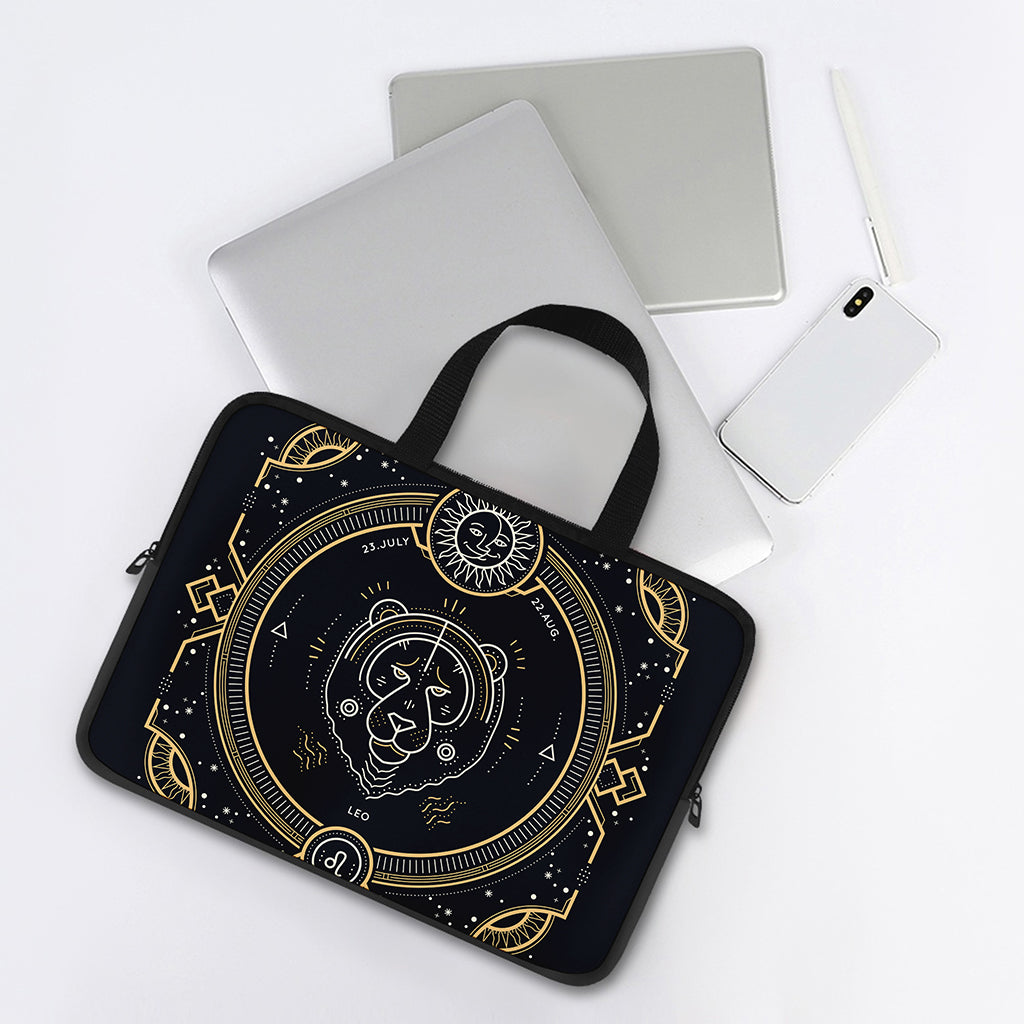 Vintage Leo Zodiac Sign Print Laptop Sleeve With Handle