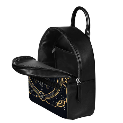 Vintage Leo Zodiac Sign Print Leather Backpack