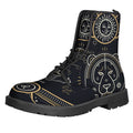 Vintage Leo Zodiac Sign Print Lace-Up Boots