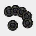 Vintage Leo Zodiac Sign Print Leather Coaster Set