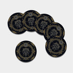 Vintage Leo Zodiac Sign Print Leather Coaster Set
