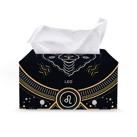 Vintage Leo Zodiac Sign Print Leather Tissue Box Cover