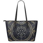 Vintage Leo Zodiac Sign Print Leather Tote Bag