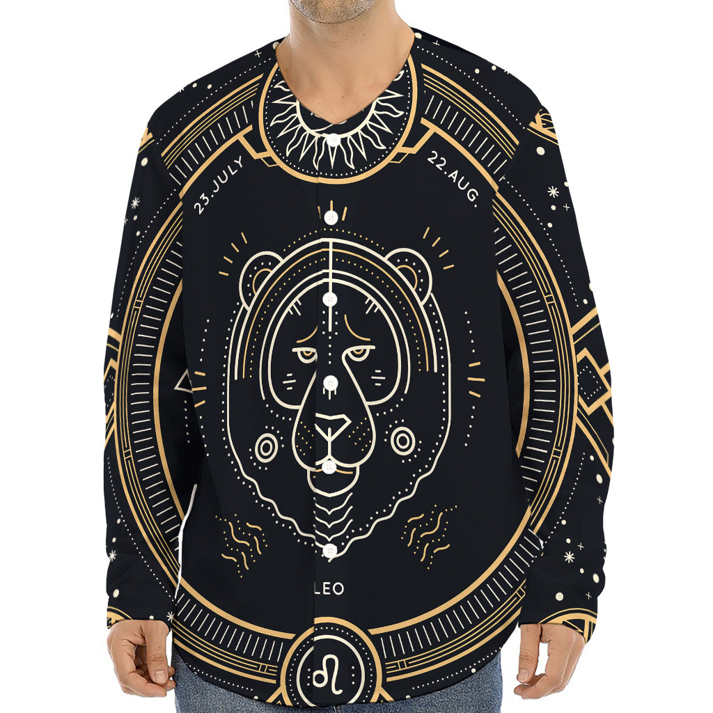 Vintage Leo Zodiac Sign Print Long Sleeve Baseball Jersey