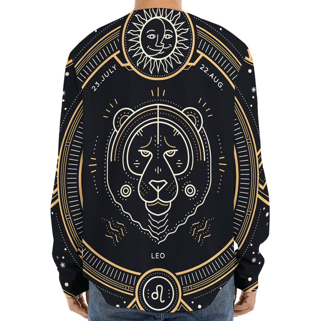 Vintage Leo Zodiac Sign Print Long Sleeve Baseball Jersey