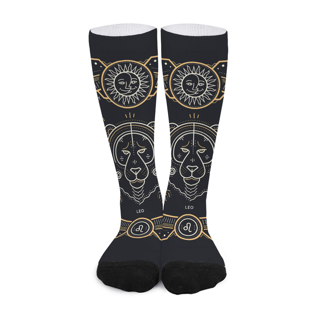 Vintage Leo Zodiac Sign Print Long Socks