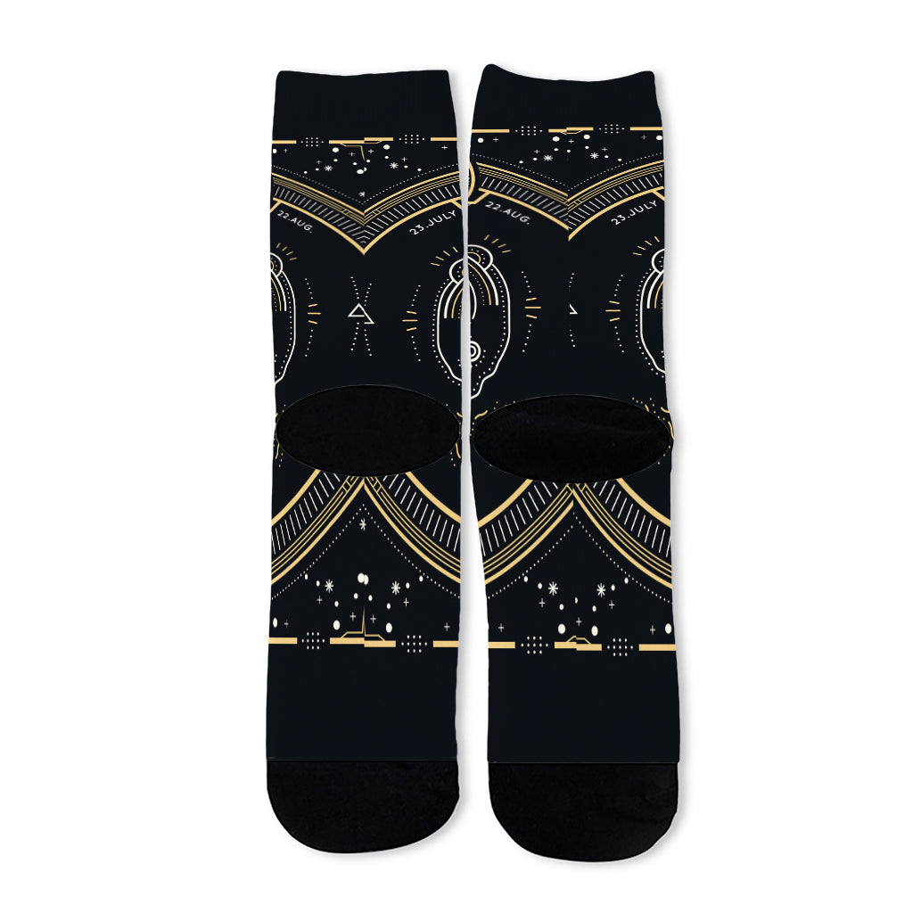 Vintage Leo Zodiac Sign Print Long Socks