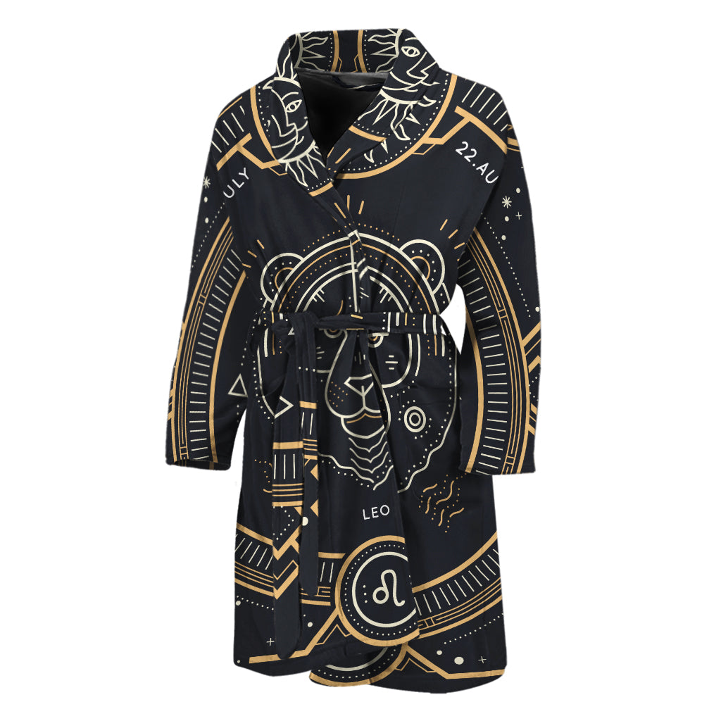 Vintage Leo Zodiac Sign Print Men's Bathrobe