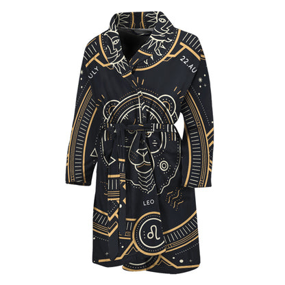 Vintage Leo Zodiac Sign Print Men's Bathrobe
