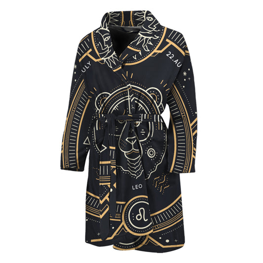 Vintage Leo Zodiac Sign Print Men's Bathrobe