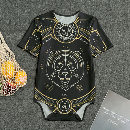 Vintage Leo Zodiac Sign Print Men's Bodysuit