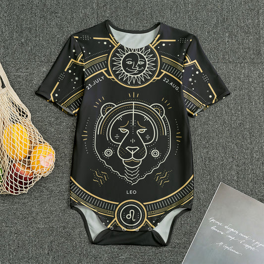 Vintage Leo Zodiac Sign Print Men's Bodysuit