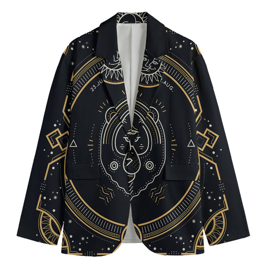 Vintage Leo Zodiac Sign Print Men's Cotton Blazer
