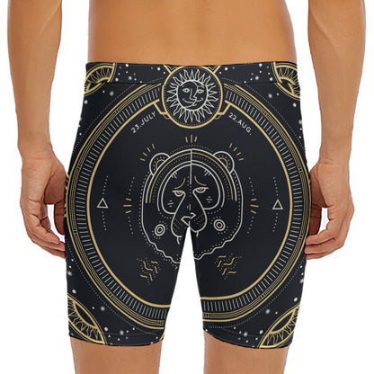 Vintage Leo Zodiac Sign Print Men's Long Boxer Briefs