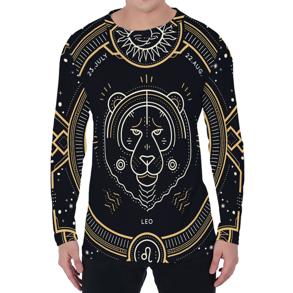 Vintage Leo Zodiac Sign Print Men's Long Sleeve T-Shirt