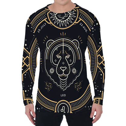 Vintage Leo Zodiac Sign Print Men's Long Sleeve T-Shirt