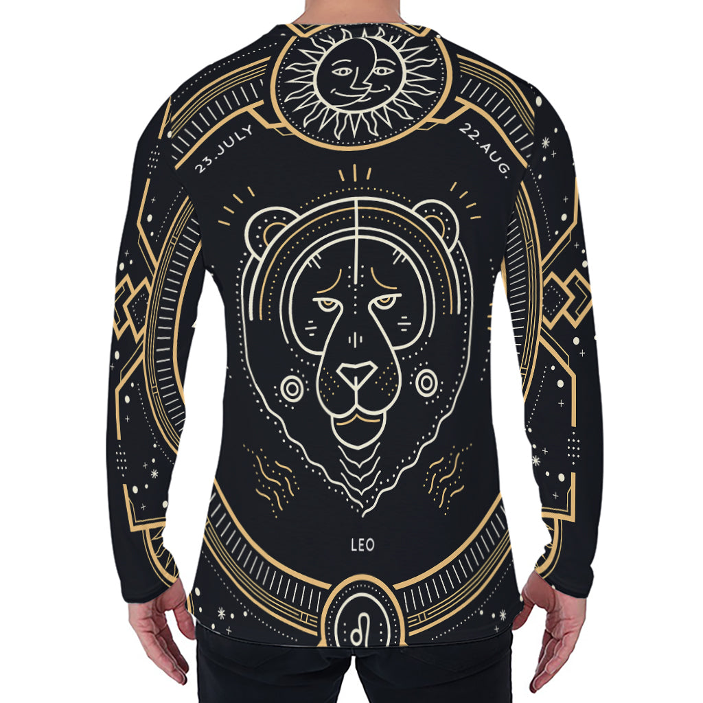 Vintage Leo Zodiac Sign Print Men's Long Sleeve T-Shirt