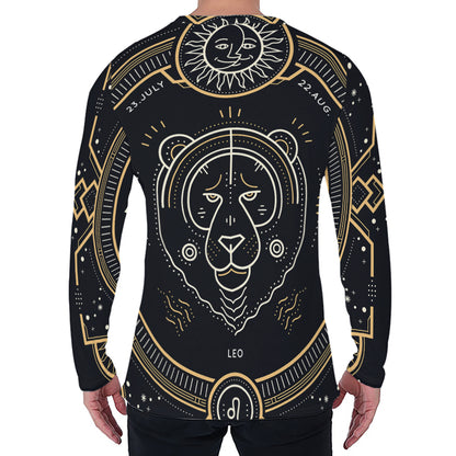 Vintage Leo Zodiac Sign Print Men's Long Sleeve T-Shirt