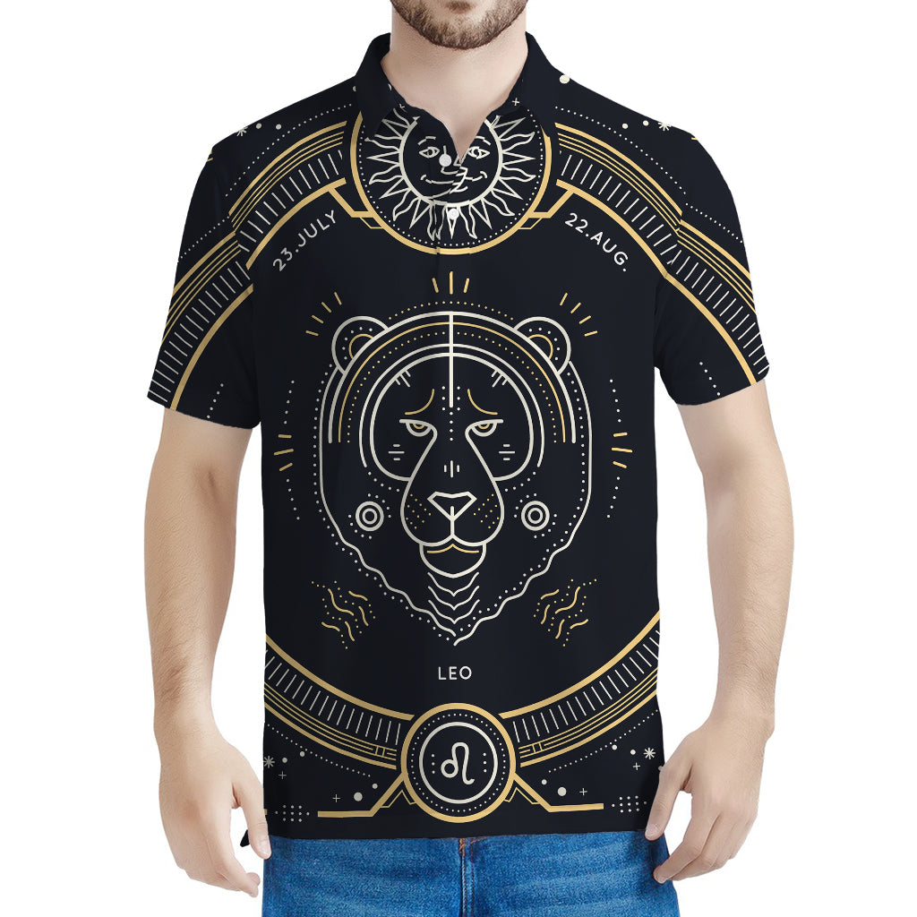 Vintage Leo Zodiac Sign Print Men's Polo Shirt