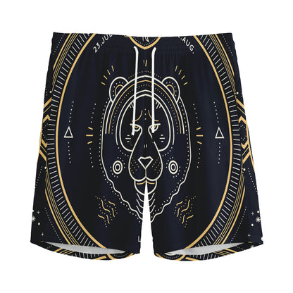 Vintage Leo Zodiac Sign Print Men's Sports Shorts