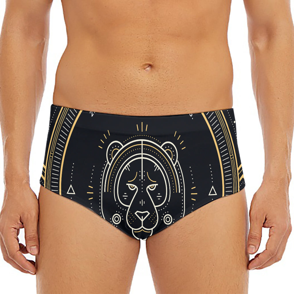 Vintage Leo Zodiac Sign Print Men's Triangle Swim Briefs