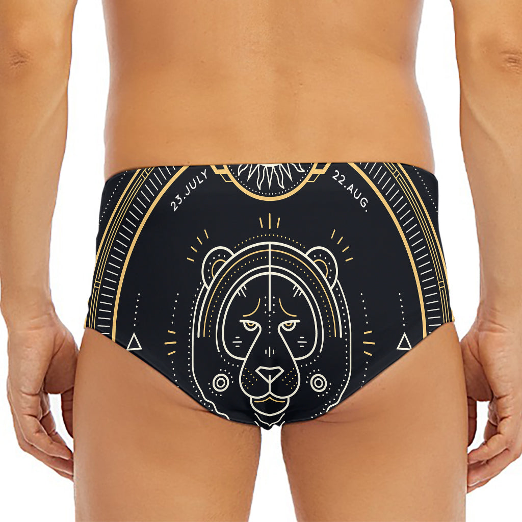 Vintage Leo Zodiac Sign Print Men's Triangle Swim Briefs