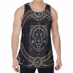 Vintage Leo Zodiac Sign Print Men's Velvet Tank Top