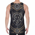 Vintage Leo Zodiac Sign Print Men's Velvet Tank Top