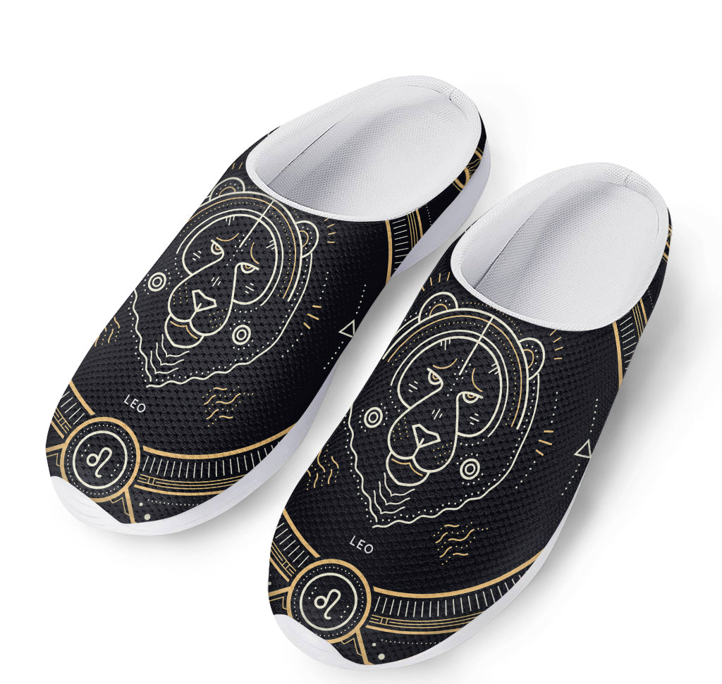 Vintage Leo Zodiac Sign Print Mesh Casual Shoes