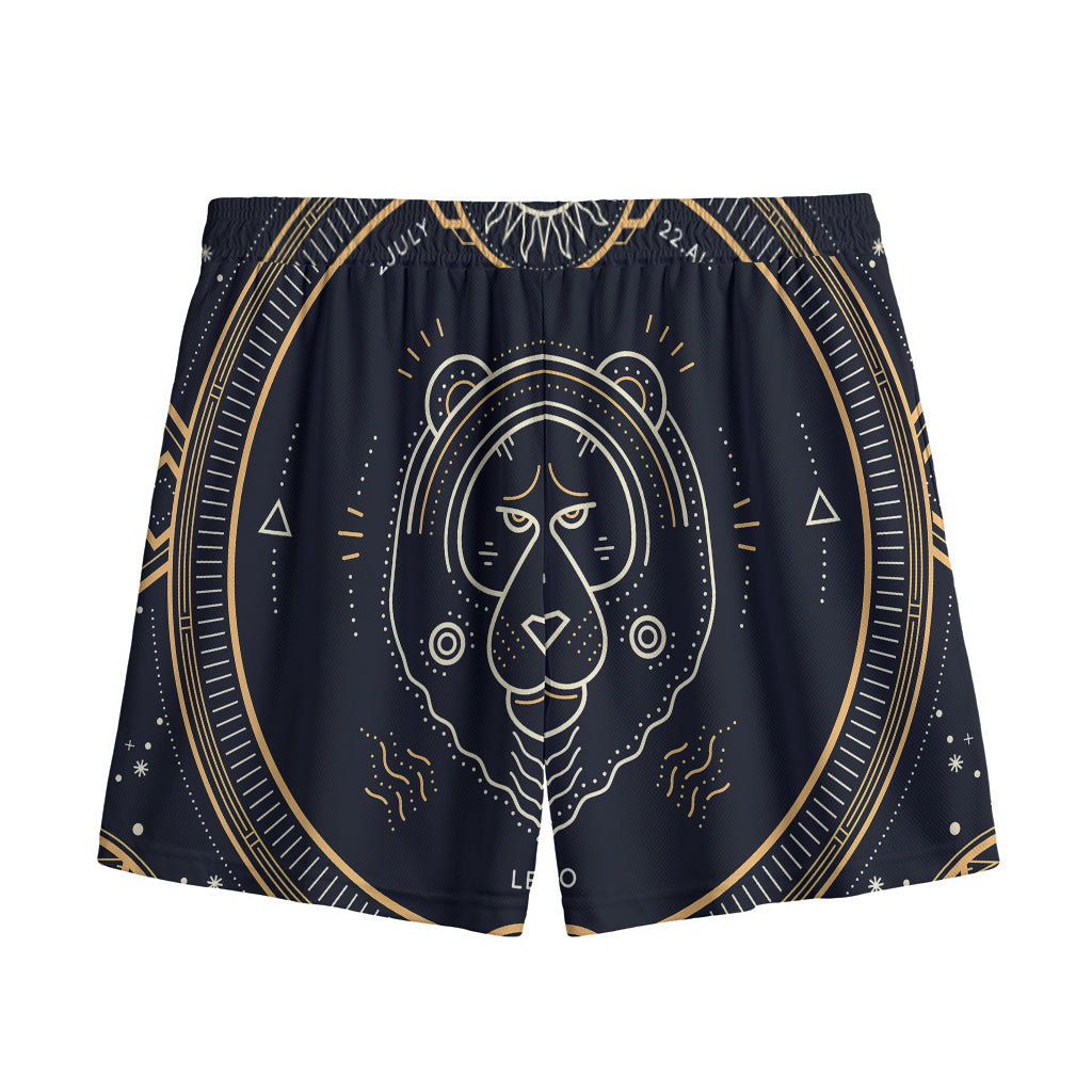 Vintage Leo Zodiac Sign Print Mesh Shorts