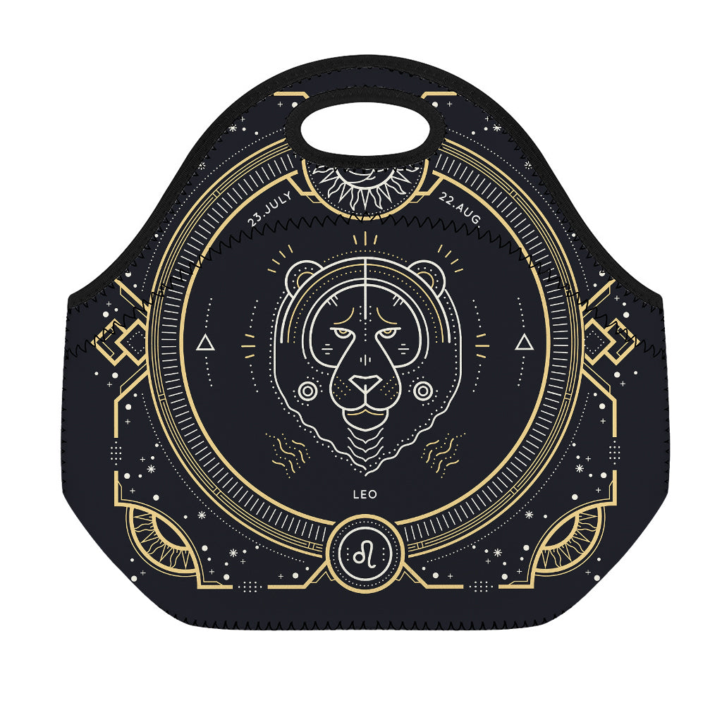 Vintage Leo Zodiac Sign Print Neoprene Lunch Bag
