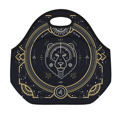 Vintage Leo Zodiac Sign Print Neoprene Lunch Bag